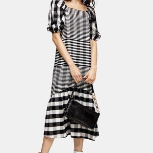 Topshop Black and White Bubble Midi Dress